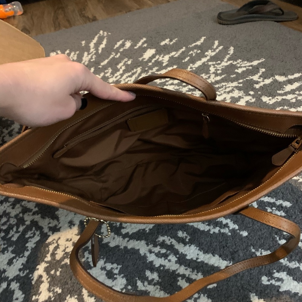 Tan Coach purse